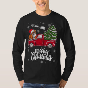 Camiseta Feliz Natal Papais noeis de Bulldog Inglês Red Tru