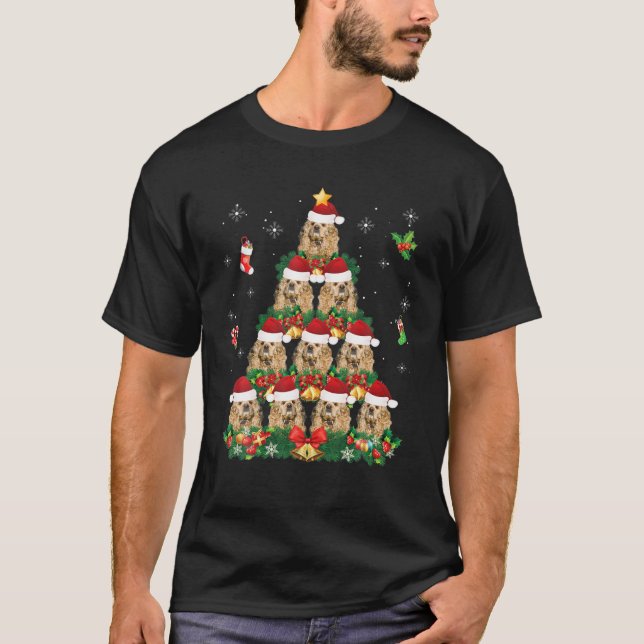 Camiseta Feliz Natal - Papais noeis de Cachorro Americano C (Frente)