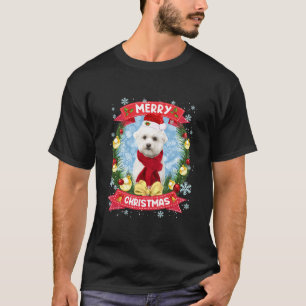 Camiseta Feliz Natal Papais noeis de Cachorro Malteses Engr