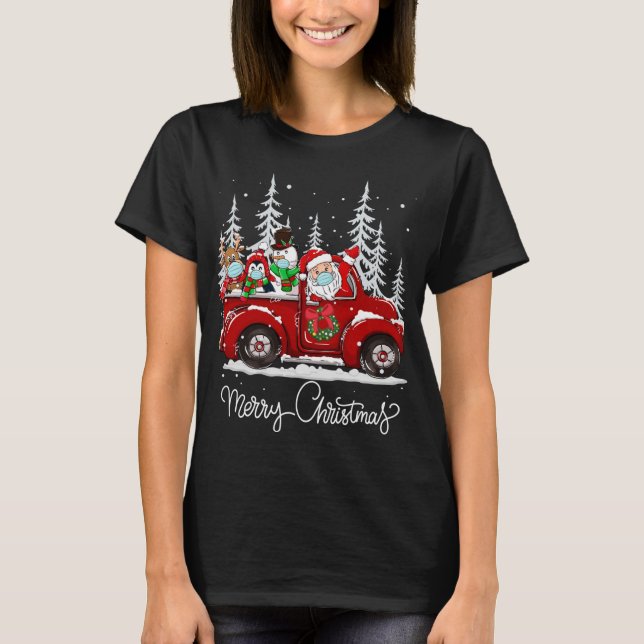 Camiseta Feliz Natal Papais noeis De Esquadrão Enfrentam Má (Frente)