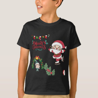 Camiseta Feliz Natal Papais noeis de Skater Crianças Feriad
