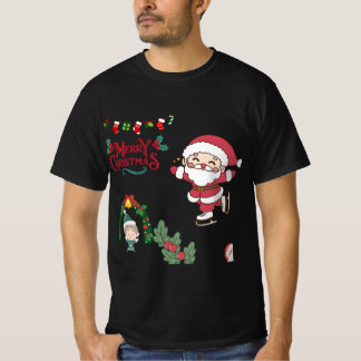 Camiseta Feliz Natal Papais noeis de Skater Crianças Feriad