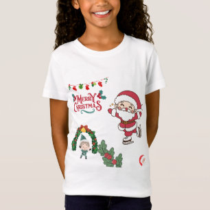 Camiseta Feliz Natal Papais noeis de Skater Crianças Feriad