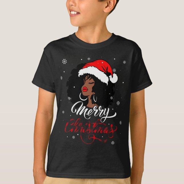 Camiseta Feliz Natal Papais noeis de Xadrez de Buffalo Afro (Frente)
