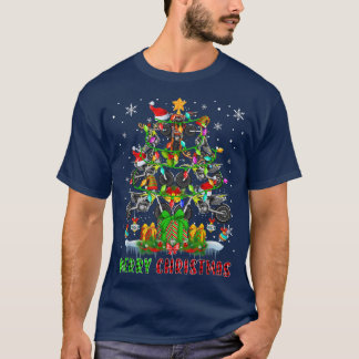 Camiseta Feliz Natal Papais noeis Dirt Bikes Xmas Tree Ligh