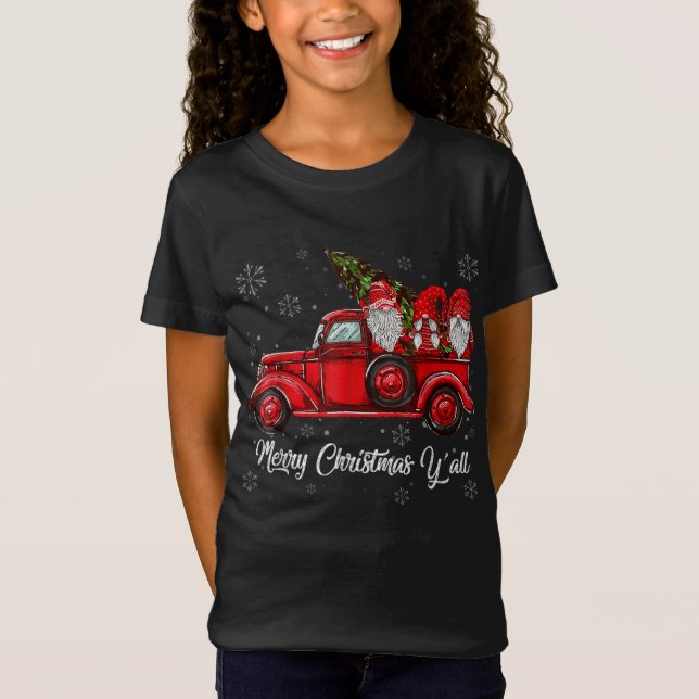 Camiseta Feliz Natal, Papais noeis dos Gnomos Retro Caminhã (Frente)