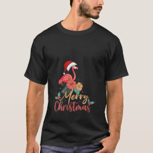 Camiseta Feliz Natal Papais noeis Flamingo Light Snow Xmas