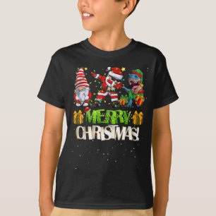Camiseta Feliz Natal papais noeis Gnomos Dino Christma