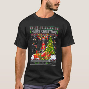 Camiseta Feliz Natal Papais noeis Greyhound Xmas Tree Light