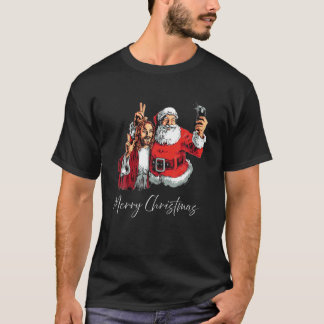 Camiseta Feliz Natal Papais noeis Jesus Selfie Engraçado Xm