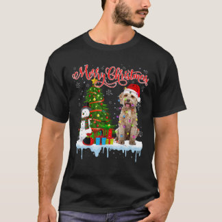 Camiseta Feliz Natal Papais noeis Labradoodle Light Xmas Tr