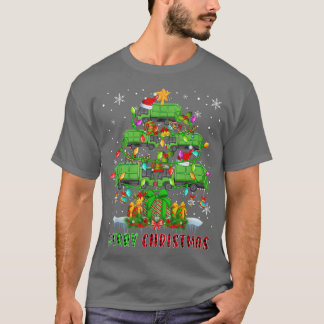 Camiseta Feliz Natal Papais noeis Lixo Caminhões Xmas Tree 
