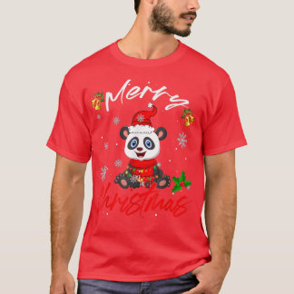 Camiseta Feliz Natal Papais noeis Panda Xmas Luzes Engraçad