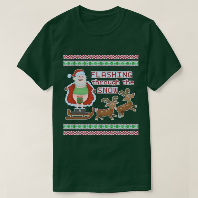 Camiseta Feliz Natal | Papais noeis Piscando Através Da Nev (Frente do Design)