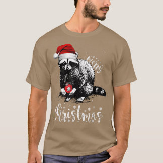 Camiseta Feliz Natal Papais noeis Raccoon Xmas Lights