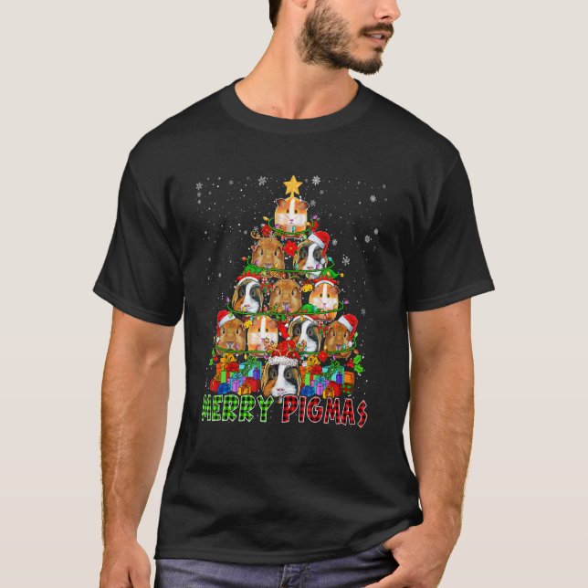 Camiseta Feliz Natal Papais noeis Reindeer Elf Guiné Pigs X (Frente)