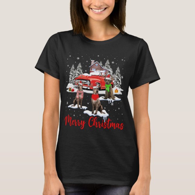 Camiseta Feliz Natal Papais noeis Reindeer Irish Wolfhound  (Frente)
