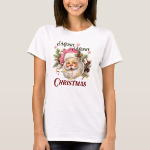 Camiseta Feliz Natal - Papais noeis Rosa