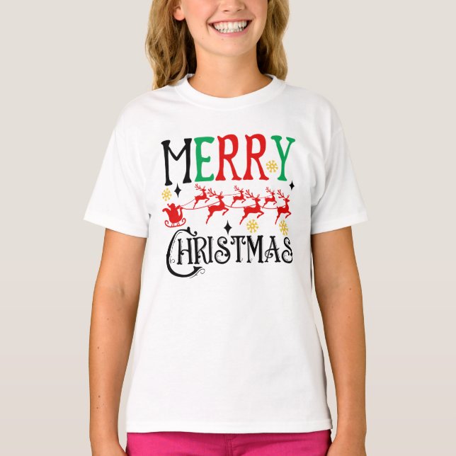 Camiseta Feliz Natal Papais noeis Sleigh-61049 T-Shirt Hood (Frente)