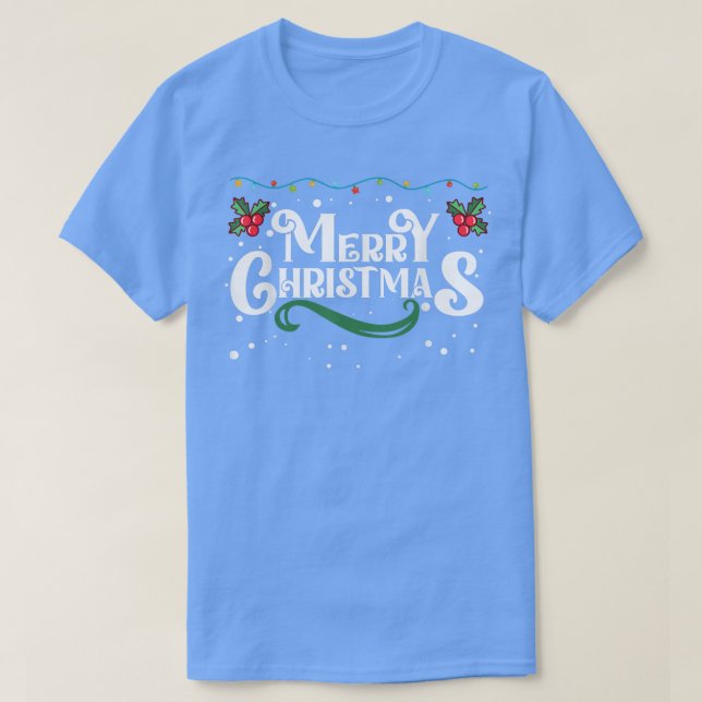 Camiseta Feliz Natal para bolas e flocos de neveCristo aleg (Frente do Design)