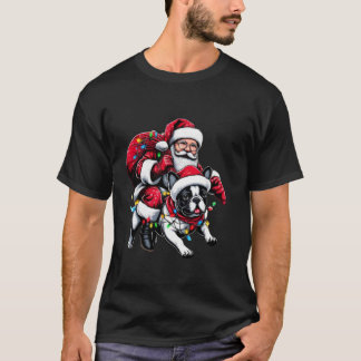 Camiseta Feliz Natal para Bulldog Francês Apresenta Papai N