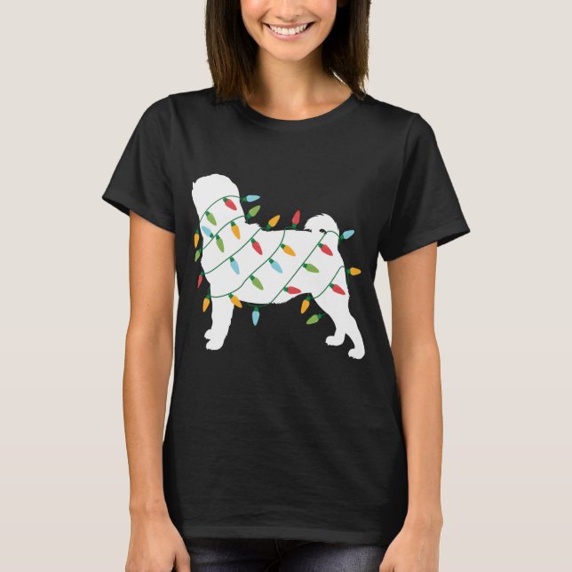 Camiseta Feliz Natal para Cachorro Vestido Luzes de Natal (Frente)
