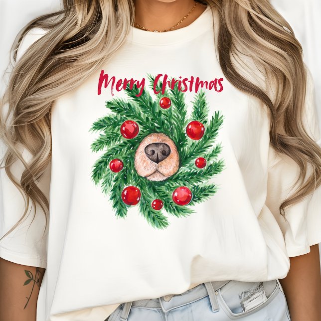 Camiseta Feliz Natal para o Cachorro Mãe Moderna Fofo (Merry Christmas for Dog Mom)