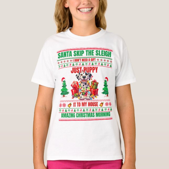 Camiseta Feliz Natal Para O Cão-Presente (Frente)