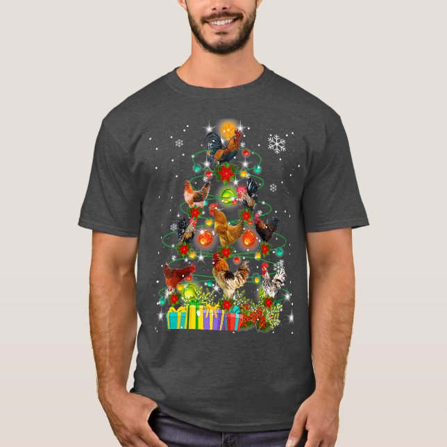 Camiseta Feliz Natal para o Chicken Tree Ugly Santa Hat (Frente)