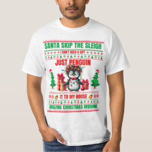 Camiseta Feliz Natal Para O Presente Pinguim