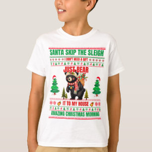 Camiseta Feliz Natal Para O Urso Negro Presente