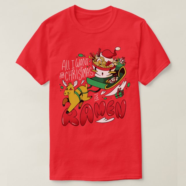 Camiseta Feliz Natal Para Os Amantes De Ramen (Frente do Design)