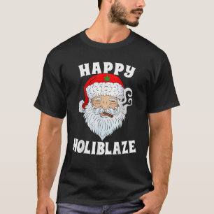 Camiseta Feliz Natal para Papais noeis Holiblazer Fumando E
