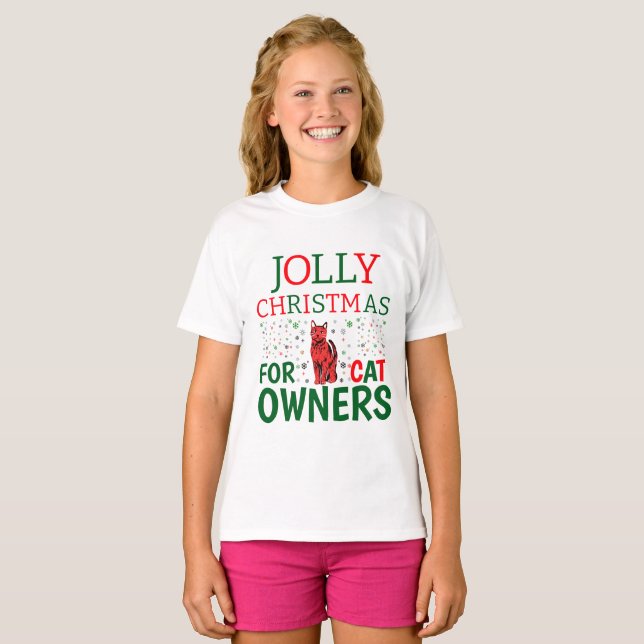 Camiseta Feliz Natal Para Proprietários De Gato Personaliza (Frente Completa)