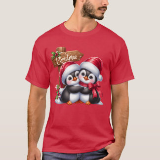 Camiseta Feliz Natal Para Um Amigo De Presente Pinguins