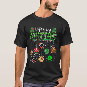 Camiseta Feliz Natal Pata de Cachorro Imprimir Xadrez de Bu