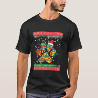 Camiseta Feliz Natal - Patas de Cachorro Luzes Bons - Xmas