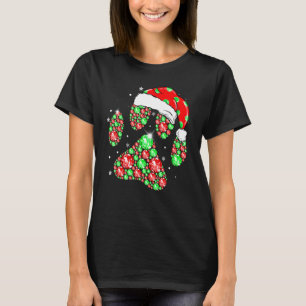 Camiseta Feliz Natal Patas de Cachorro Luzes Chapéu do Papa