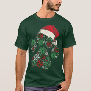 Camiseta Feliz Natal Patas de Cachorro Luzes Santa Hat Floc