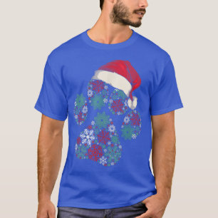 Camiseta Feliz Natal Patas de Cachorro Luzes Santa Hat Floc