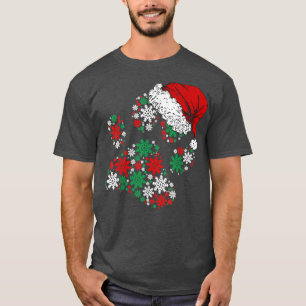 Camiseta Feliz Natal Patas de Cachorro Luzes Santa Hat Floc