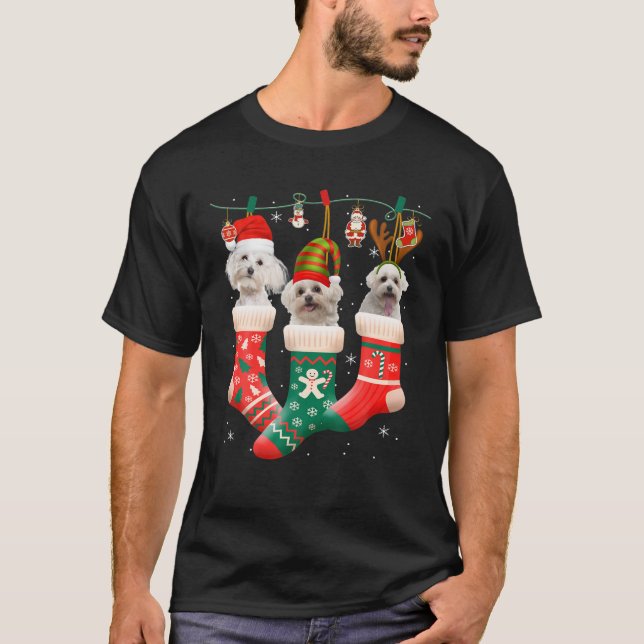 Camiseta Feliz Natal Patas de Cão Luzes de Buffalo Xadrez (Frente)