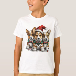 Camiseta Feliz Natal Pembroke Welsh Corgi Puppies