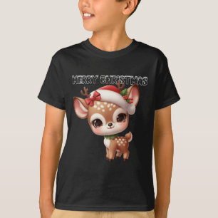 Camiseta Feliz Natal pequeno cervo fofo
