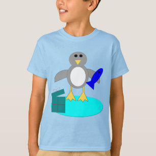 Camiseta Feliz Natal Pesca Pinguins Kids T Shirt