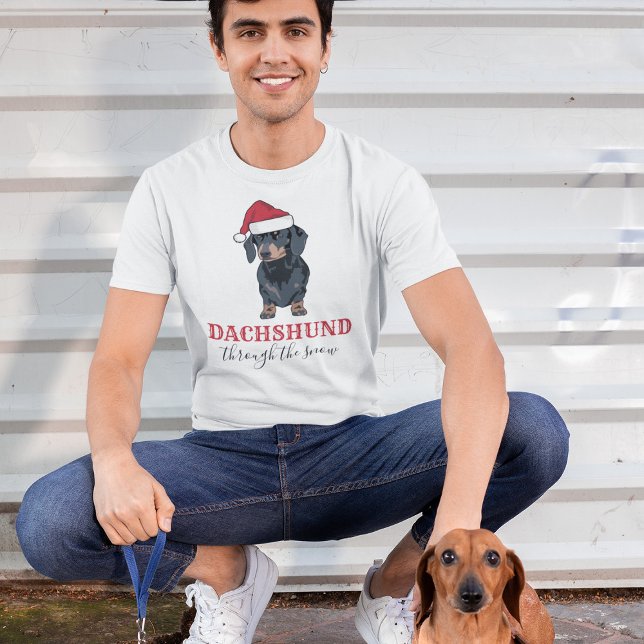 Camiseta Feliz Natal Pet | Dachshund Através Da Neve T (Criador carregado)
