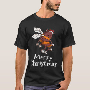 Camiseta Feliz Natal Pijamas Bee Santas Hat Beekeeper B