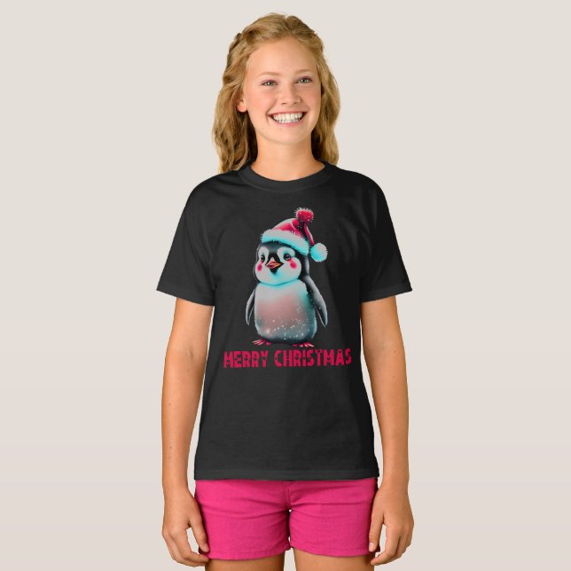 Camiseta Feliz Natal Pinguim Amantes (Frente Completa)