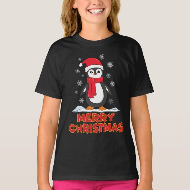 Camiseta Feliz Natal - Pinguim Gato (Frente)