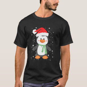 Camiseta Feliz Natal Pinguin Santa Hat Xmas Kids Boys G